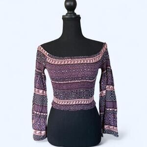 Vintage Y2K Charlotte Russe boho off the shoulder ruched top 🤎 size small